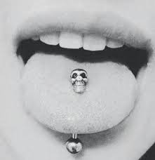 Crystal Eyes Skull Tongue Piercing Piercing De Lengua Calavera Ojos De Cristal Perforaciones Faciales Piercings Bucales Piercing