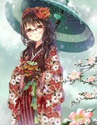 眼鏡は個性 眼鏡の女の子を描いたイラスト特集 アニメの女の子 着物 イラスト 寒椿