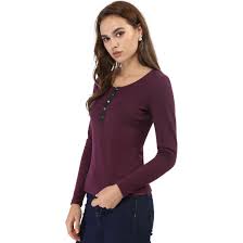 Knit tops at boston proper are designed in a wide selection of styles, lengths, colors and prints. Women Knit Top Henley Neck Button Basic Casual Long Sleeve Shirt Overstock 29037159
