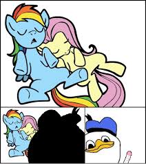 Post 1104439: comic crossover Dolan_Dooc Donald_Duck Fluttershy  Friendship_is_Magic meme My_Little_Pony Rainbow_Dash