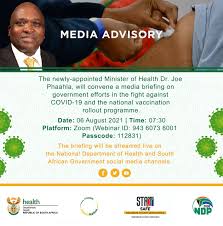 Health minister new electricity deal to help end power outages in joburg next article Department Of Health On Twitter The Newly Appointed Minister Of Health Dr Joe Phaahla Together With The Director General Dr Sandile Buthelezi And Panel Of Experts Will On Friday 06 August 2021 Convene A