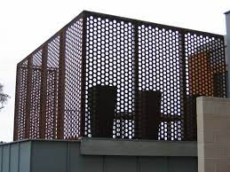 The cladding plates, which can be mounted on the outside or the inside of the frame, can end at 800mm height above the balcony plate, or be pulled up to the supervisor. Perforated Metal Screening Perforated Metal Metal Screens Architecture Perforated Metal Screen