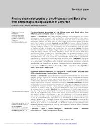 Pdf Physicochemical Properties Of The African Pear And Black Olive From Different Agro Ecological Zones Of Cameroon