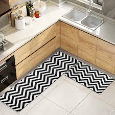 Rubber flooring is resilient and easy to clean. Kitchen Dining Easy Clean Wipe Black White Striped Kitchen Floor Mats Waterproof Oilproof Nonslip Rubber Backed Kitchen Mats Ustide Kitchen Rug Set Kitchen Table Linens