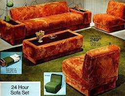 Orange floral pattern furniture from the 1970s. 70 Vintage Sofas From The Swinging 70s Click Americana
