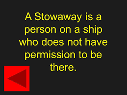 Noun stowaway a person who hides aboard a ship or airplane in order to obtain free transportation or elude pursuers. Arrgh Who Goes There Looks Like We Ve Got Ourselves A Stowaway On The Explorer S Ship Ppt Download