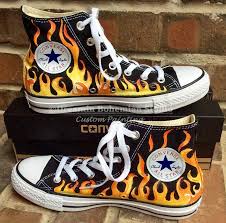 Black And Yellow Converse Shoes Custom Hand Painted Flames On Black Converse High Tops Fire Etsy Black High Top Converse Painted Converse Kids Converse Shoes