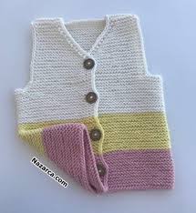 110 Ilmek Dikissiz Haraso 3 Renkli Bebek Yelek Nazarca Com Bebek Yelek Bebek Giysi Desenlerleri Baby Knitting Patterns