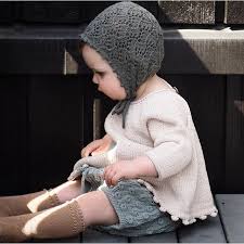 Knittingforolive A Sweet Little Girl Wearing Beansprout Bloomers Bell Blouse And Holly Bonnet Blommers And Blouse Pattern Availab Baby Klader Klader Monster