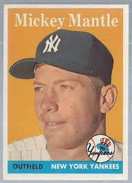 1958 Mickey Mantle Topps Baseball Card New York Yankees Yankees Newyorkyankees Baseball Cards Baseball Card Values Mickey Mantle