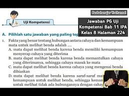 Jawaban Pg Uji Kompetensi Bab 11 Ipa Kelas 8 Halaman 224 Cahaya Dan Alat Optik Youtube