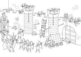 Eine Kostenlose Malvorlage Fur Mittelalter Fans Die Ritterburg Wird Von Feinden Angegriffen Und Es Gibt Eine Grosse Sch Ausmalbilder Ritter Ausmalbild Ausmalen