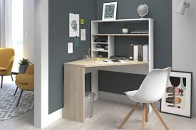 Bureau Dangle Avec Rehausse Peak Imitation Chene Et Blanc Bureau Angle Idee Bureau Amenagement Chambre