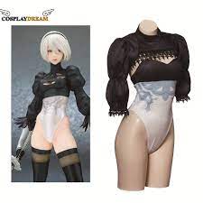 in stock）Game Cosplay NieR:Automata 2B Cosplay YoRHa No. 2 Type B Costume  Sexy Black Bodysuit with Gloves Set halloween costume - AliExpress