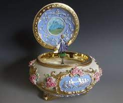 Dancing clown music box with drawer for jewelry / vintage vanity storage. Vintage Musical Jewelry Box Music Box Jewelry Musical Jewelry Box Antique Music Box