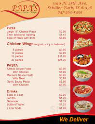 We are a traditional restaurant serving the most authentic chinese food you can find in schiller park. Papa S Pizza Wings Menu In Schiller Park Illinois Usa