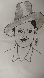 Artwork Sketch Black And White Bhagat Singh Sahid Bhagat Singh Sketches Art Male Sketch