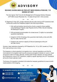 Monday in the 1ˢᵗ week in ordinary time. Revised Travel Guidelines To The Philippines Per Iatf Meid Resolution No 113 2021