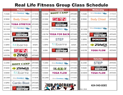 real life fitness 2018 group fitness