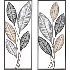 24 w x 55 h x 3 d (in) weight: Antique Gold Metal Metallic Leaves Wall Decor Set Overstock 28010924