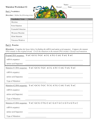 The first codon on the mrna molecule is aug, the start codon, which bonds to the anti codon uac. Dna Replication Transcription Translation And Mutation Worksheet