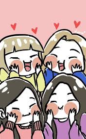 Black And Pink Cartoon Blushy Blackpink Girls Cartoon Art Cute Cartoon Wallpapers Blackpink