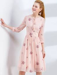 Pastel Perfect Floral Embroidery Dress Pastel Dress Casual Pink A Line Dress Modest Dresses