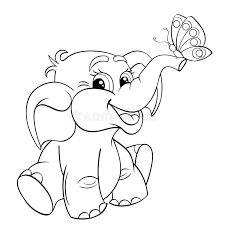 Maybe you would like to learn more about one of these? Funny Cartoon Baby Elephant With Butterfly Stock Vector Illustration Of Page Black 86112856