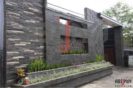 Contoh Desain Pagar Batu Alam Minimalis Cantik Rumah Batu Desain Eksterior Desain Dinding