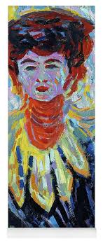 Ernst Ludwig Kirchner -Aschaffenburg, 1880-Frauenkirch, 1938-. Doris with  Ruff Collar -ca. 1906-.... Yoga Mat by Ernst Ludwig Kirchner -1880-1938-