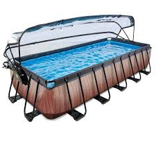 Exit Frame Swimming Pool Inkl Uberdachung Wood 540x250 Cm Mygardenhome