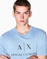 ARMANI EXCHANGE Men's Blue Slim Fit Jersey T-Shirt With Logo