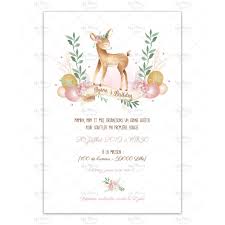 Veuillez ramener une photo de vous bébé. Invitation Anniversaire Theme Biche Fleurie Rose Mmez Creazioni