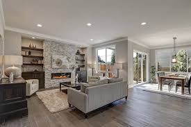 Large beach style open concept beige floor living room photo in new york with gray walls. 40 Living Rooms With Gray Couches Photos Home Stratosphere
