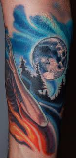 This is a beautiful, colorful moon tattoo. Custom Full Moon Tattoo By Marvin Silva Tattoonow
