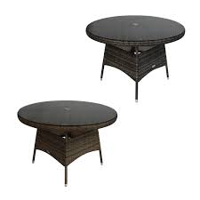 The table on the right (above) still seats four however, the 24 x 44 table top size yields only 264 square inches of space per person Charles Bentley 4 Seater Round Rattan Dining Table Grey Natural
