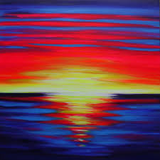 Our abstract sunset canvas art is stretched on 1.5 inch thick stretcher bars and may be customized with your choice of black, white, or mirrored sides. Heatwave Is A Large Vivid Abstract Sunset In Neon Colours In Oil And Acrylic Paint On A 100x Acrylic Painting Inspiration Sunset Painting Acrylic Neon Painting