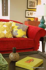 Yellow And Latte Are A Good Compliment To The Red Couch And I Even Have The Yellow Rose Pillows Living Room Red Red Home Decor Home Decor