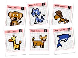 12 Modeles De Pixel Art Animaux A Telecharger Gratuitement Pixel Art Modele Pixel Art Activite Manuelle Animation