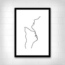 Black And White Profile Pictures Drawing Kiss Neck One Line Printable Kiss Neck Profile Contours One Etsy Black And White Artwork Line Drawing Drawing Prints