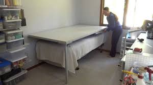 Guest Craft Room Drop Down Murphy Table In 2020 Small Sewing Rooms Craft Room Desk Murphy Table