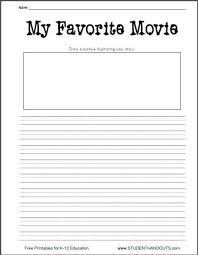 K 2 My Favorite Movie Free Printable Writing Prompt Worksheet Writing Prompts 2nd Grade Writing Worksheets Third Grade Writing