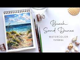 Beach Sand Dunes Watercolor Scenery