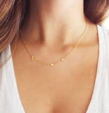 Moon And Star Necklace Delicate Gold Necklace Crescent Moon Necklace Delicate Gold Necklace Classy Jewelry Star Necklace
