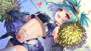 anime, anime girls, Virtual Youtuber, cyan hair, womb tattoo | 1920x1080  Wallpaper - wallhaven.cc