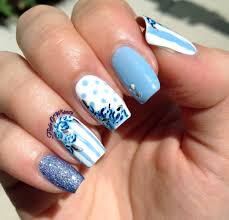 Baby Blue Nails Flower3