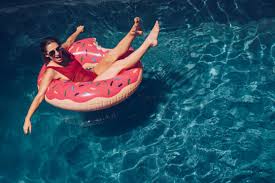 Donut Float Fun Photo Women Summer Fun Swimming Seasons Pool Water Real People Swimming Pool Leisur Donut Pool Float Pool Floats For Adults Pool Float