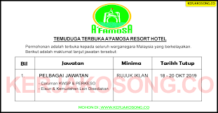 Kerja kosong resort (pulau tioman pahang) under agent. Temuduga Terbuka A Famosa Resort Hotel