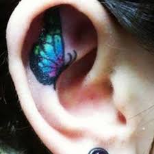 Kulak Ici Kelebek Dovmesi Butterfly Tattoo In Ear Tattoo Kulak Dovme
