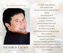 Cocoy Laurel, screen veteran, dead at 72. Victor D. Laurel, fondly known in  the entertainment industry as Cocoy Laurel, died just three months after  his 72nd birthday, his family announced